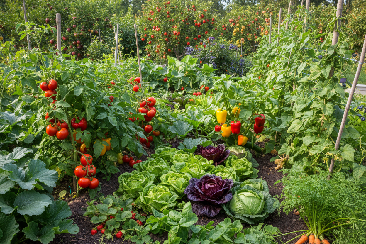 garden with fruits and vegitables